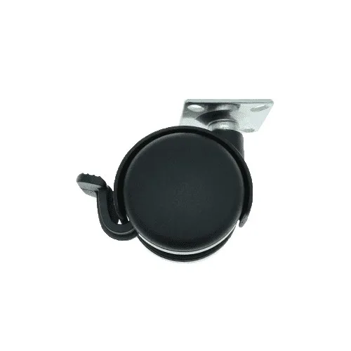 50mm Braked Plate Castor Wheel - 42mm x 42mm Plate (For Soft Floor) | 50kg