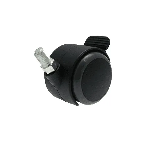 50mm Braked Threaded Castor Wheel - M8 x 15mm Thread (For Hard Floor) | 50kg