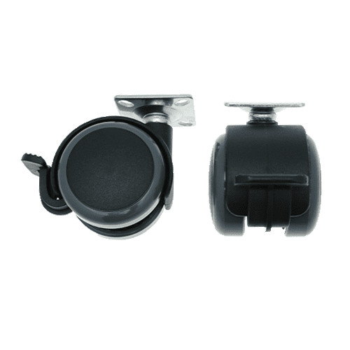 50mm Braked Plate Castor Wheel - 42mm x 42mm Plate (For Hard Floor) | 50kg