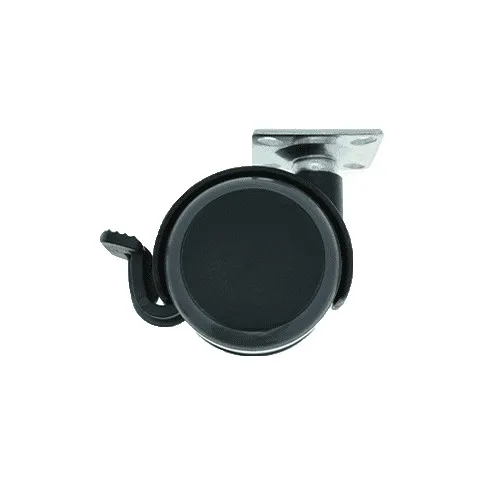50mm Braked Plate Castor Wheel - 42mm x 42mm Plate (For Hard Floor) | 50kg