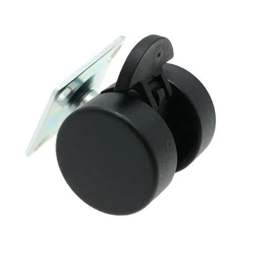 38mm Braked Plate Castor Wheel - 55mm x 55mm Plate (For Soft Floor) | 30kg