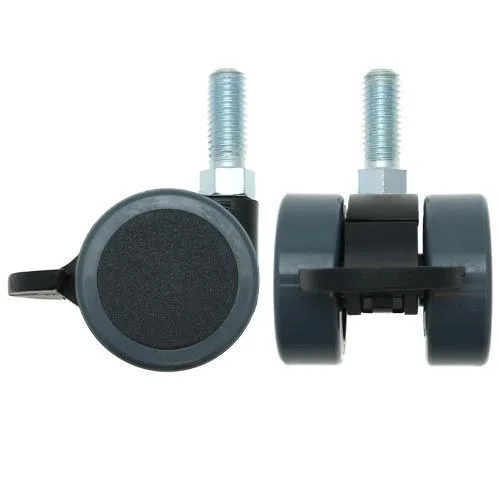 38mm Braked Threaded Castor Wheel - M8 x 12mm Thread (For Hard Floor) | 30kg