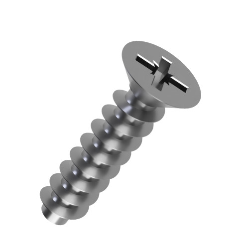 3.5mm x 6mm Pozi Countersunk Screw for Hard Plastics (PT45) - PZ1 Drive | A2 Stainless Steel