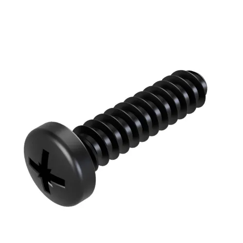 2.5mm x 12mm Pozi Pan Head Screw for Soft Plastics (PT30) | Black Zinc Steel