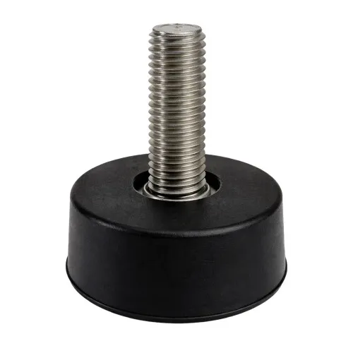 M10 x 50mm Tapered Rubber Foot - 40mm Base | Rubber & BZP Steel