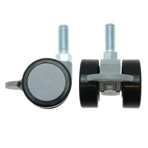 38mm Braked Threaded Castor Wheel - M12 x 20mm Thread (For Hard Floor) | 30kg