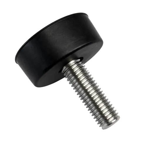 M10 x 50mm Tapered Rubber Foot - 40mm Base | Rubber & BZP Steel