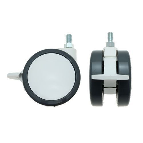 75mm Braked Threaded Castor Wheel - M12 x 20mm Thread (For Hard Floor) | 75kg