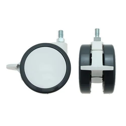 75mm Braked Threaded Castor Wheel - M12 x 20mm Thread (For Hard Floor) | 75kg