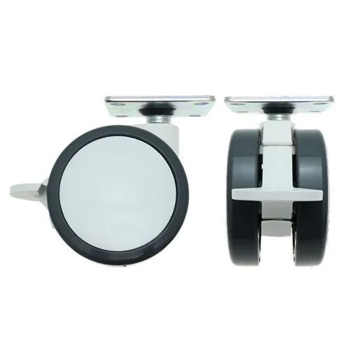 75mm Braked Plate Castor Wheel - 55mm x 55mm Plate (For Hard Floor) | 75kg