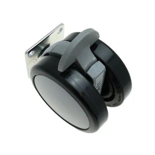 75mm Braked Plate Castor Wheel - 55mm x 55mm Plate (For Hard Floor) | 75kg