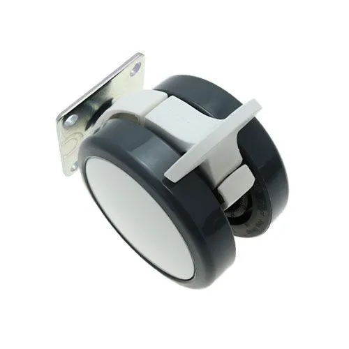 75mm Braked Plate Castor Wheel - 55mm x 55mm Plate (For Hard Floor) | 75kg