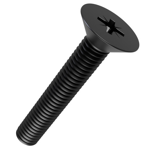 M3 x 4mm Pozi (PZ1) Countersunk Screw (DIN 965Z) | Black Zinc