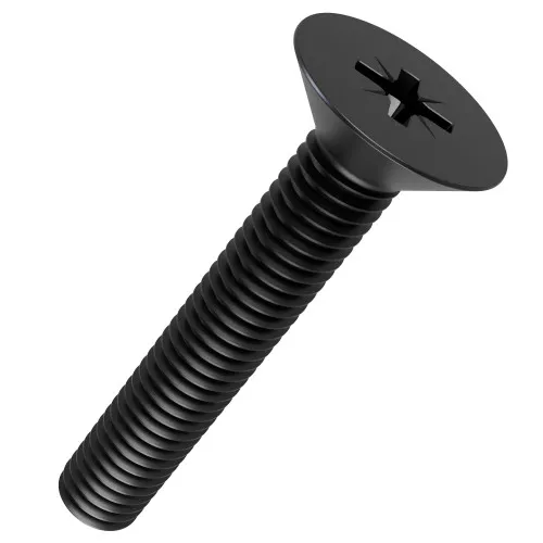 M3 x 4mm Pozi (PZ1) Countersunk Screw (DIN 965Z) | Black Zinc