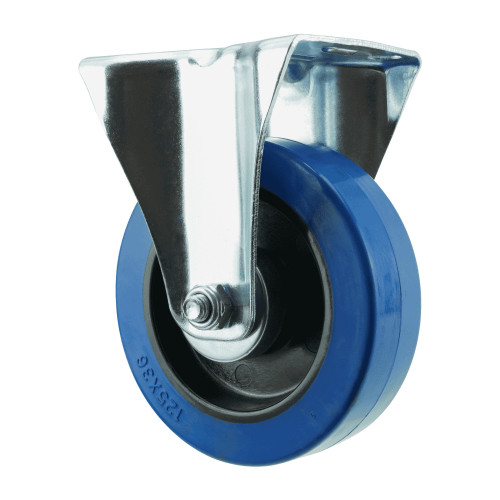 160mm Fixed Top Plate Blue Elastic Castors | Heavy duty wheels