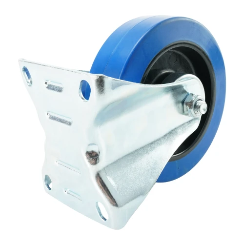 160mm Fixed Top Plate Blue Elastic Castors | Heavy duty wheels
