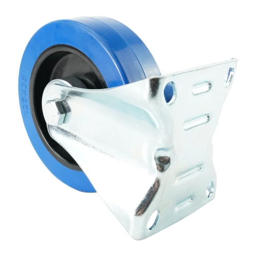 160mm Fixed Top Plate Blue Elastic Castors | Heavy duty wheels