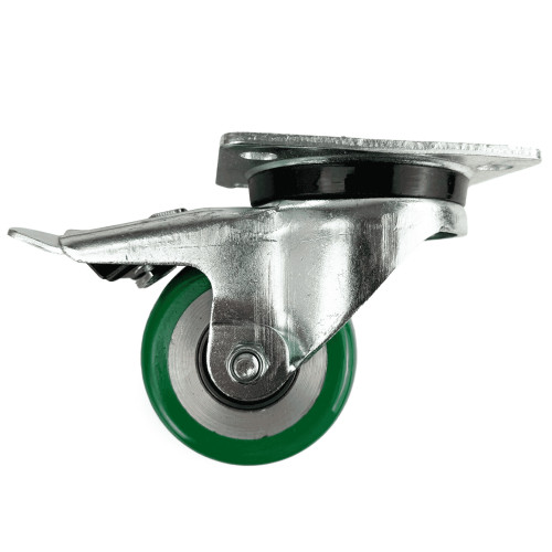 80mm Braked Green PU Industrial Top Plate Castor | Vital Parts