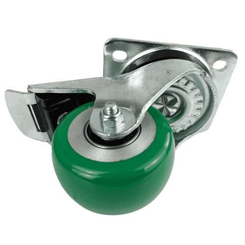 80mm Braked Green PU Industrial Top Plate Castor | Vital Parts