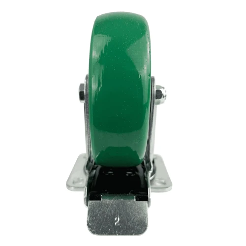 160mm Braked Green PU Industrial Top Plate Castor | Vital Parts