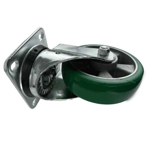 200mm Green PU Industrial Top Plate Castor | Vital Parts