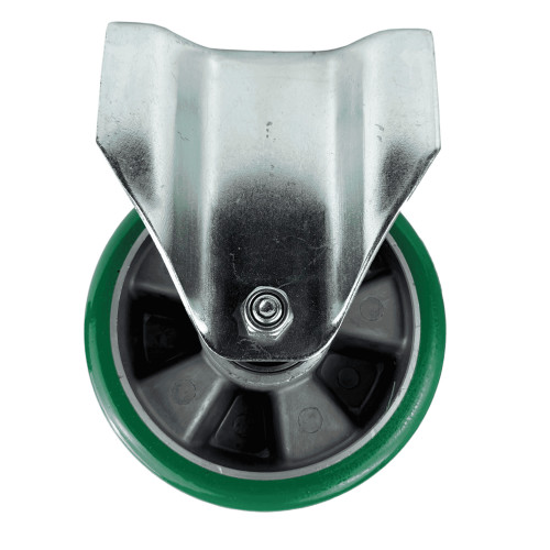 200mm Green PU Industrial Top Plate Fixed Castor | Vital Parts