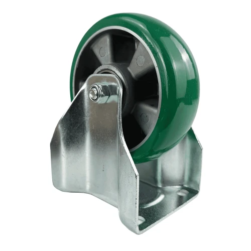 200mm Green PU Industrial Top Plate Fixed Castor | Vital Parts