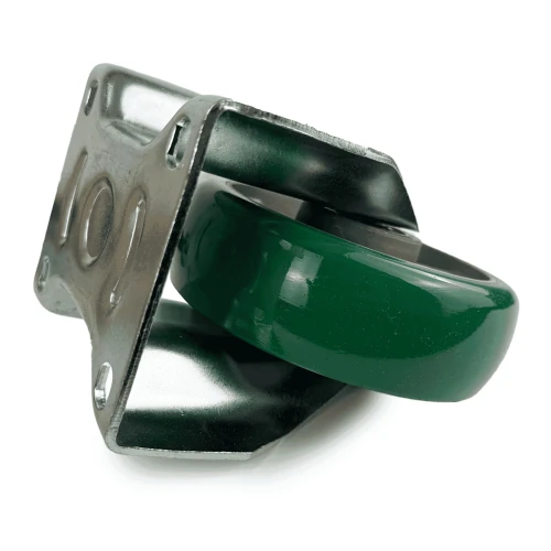 200mm Green PU Industrial Top Plate Fixed Castor | Vital Parts