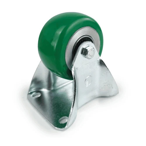 80mm Green PU Industrial Top Plate Fixed Castor | Vital Parts