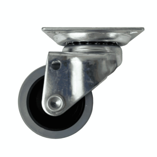 50mm Braked Top Plate Grey TPE Twin Wheel Castor | Vital Parts