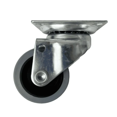 50mm Braked Top Plate Grey TPE Twin Wheel Castor