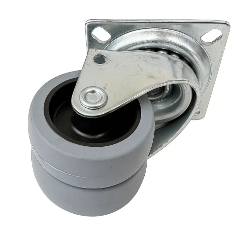 50mm Braked Top Plate Grey TPE Twin Wheel Castor | Vital Parts