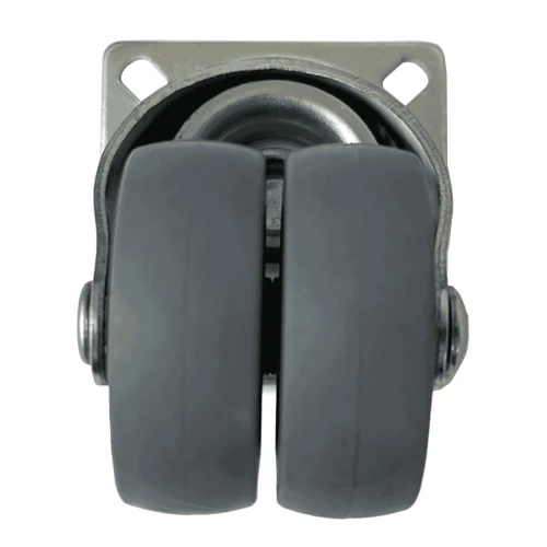 50mm Braked Top Plate Grey TPE Twin Wheel Castor | Vital Parts