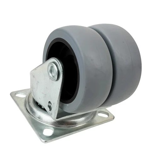 50mm Braked Top Plate Grey TPE Twin Wheel Castor | Vital Parts