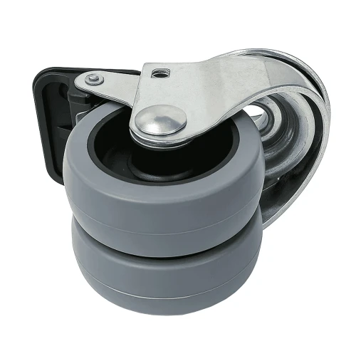 50mm Braked Bolt Hole Grey TPE Twin Wheel Castor