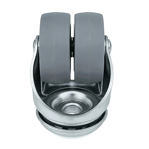 50mm Braked Bolt Hole Grey TPE Twin Wheel Castor | Vital Parts