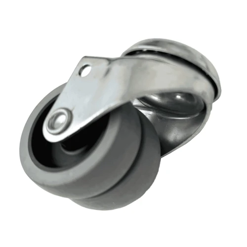 50mm Bolt Hole Grey TPE Twin Wheel Castor | Vital Parts