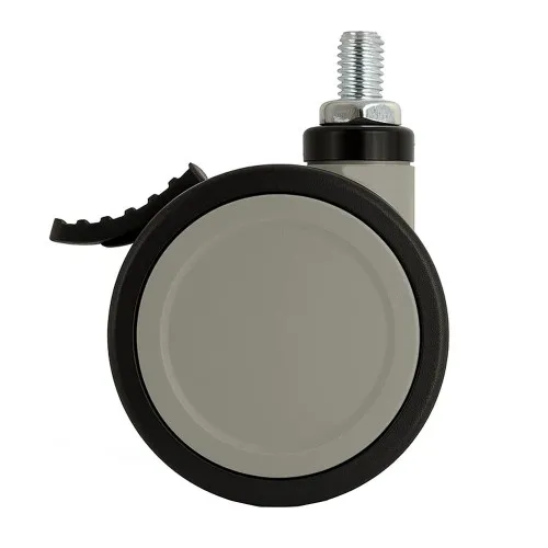 75mm Braked Threaded Castor Wheel - M10 x 15mm Thread (For Hard Floor) | 75kg