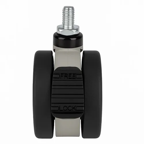 75mm Braked Threaded Castor Wheel - M10 x 15mm Thread (For Hard Floor) | 75kg