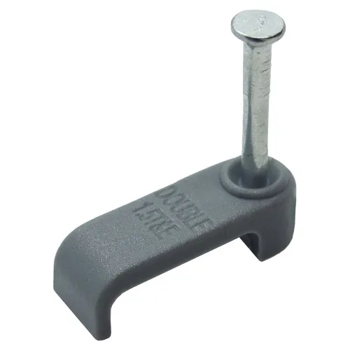 1.5mm Flat Cable Clips - Double - Grey | 100pk
