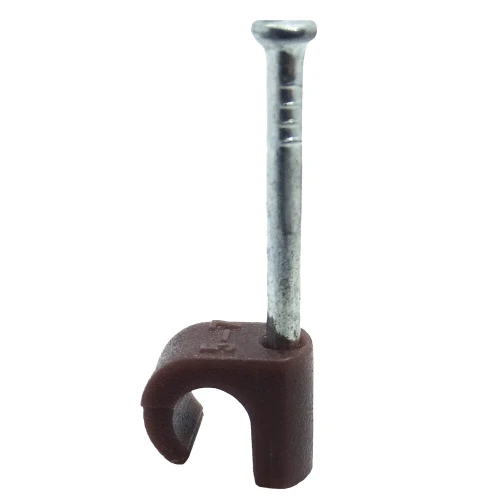 3 - 5mm Round Cable Clips - Brown (Pack of 100)