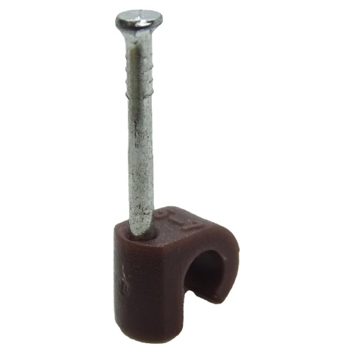 3 - 5mm Round Cable Clips - Brown (Pack of 100) | Nail-In Cable Clips | Vital Parts
