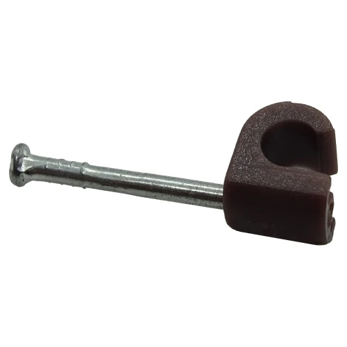 3 - 5mm Round Cable Clips - Brown (Pack of 100) | Nail-In Cable Clips | Vital Parts
