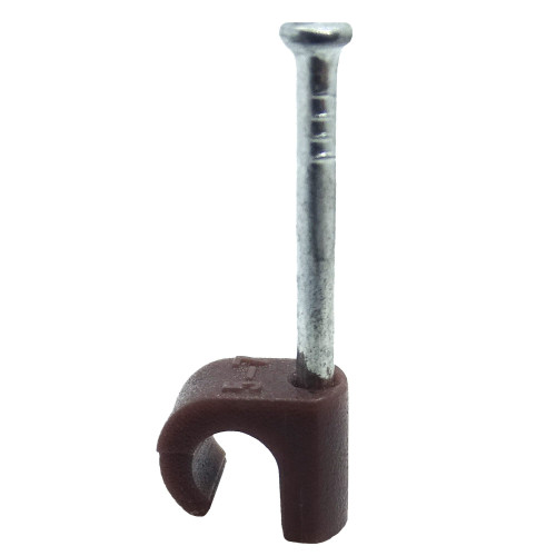 5 - 7mm Round Cable Clips - Brown (Pack of 100) | Nail-In Cable Clips | Vital Parts