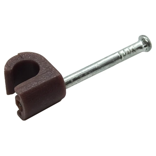 5 - 7mm Round Cable Clips - Brown (Pack of 100)