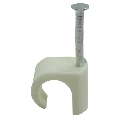 5 - 7mm Round Cable Clips - White (Pack of 100) | Nail-In Cable Clips | Vital Parts