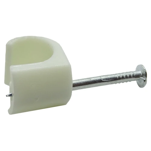 5 - 7mm Round Cable Clips - White (Pack of 100) | Nail-In Cable Clips | Vital Parts