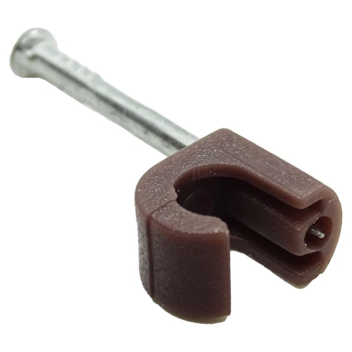 7 - 10mm Round Cable Clips - Brown (Pack of 100) | Nail-In Cable Clips | Vital Parts