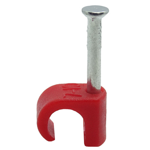 7 - 10mm Round Cable Clips - Red (Pack of 100) | Nail-In Cable Clips | Vital Parts
