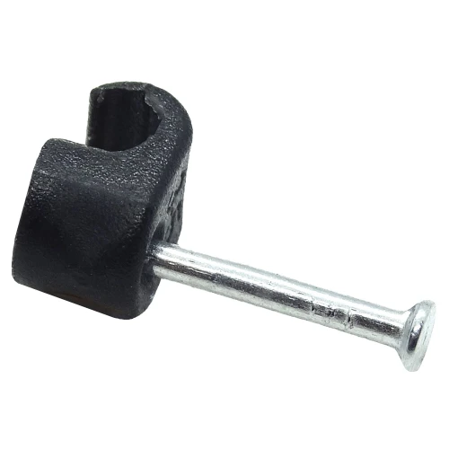 10 - 14mm Round Cable Clips - Black (Pack of 100) | Nail-In Cable Clips | Vital Parts